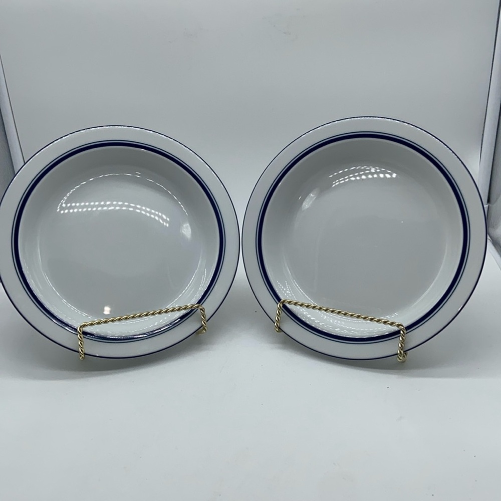 Set of 2 Vintage Dansk Bistro Blue Rimmed Soup Cereal Bowls